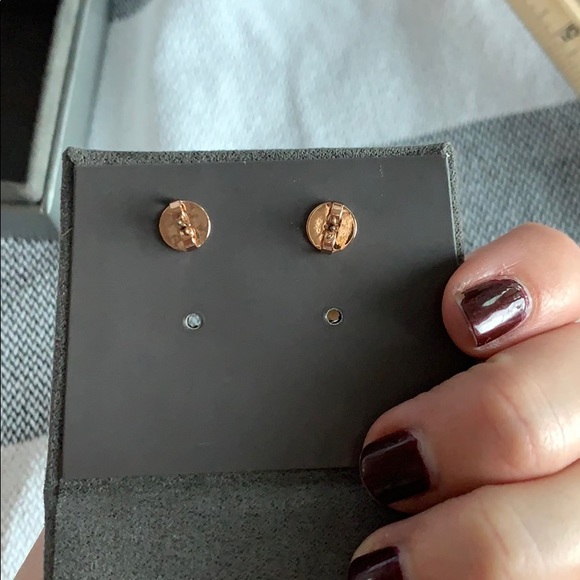 Tory Burch crystal logo drop pearl earrings - Picture 2 of 4